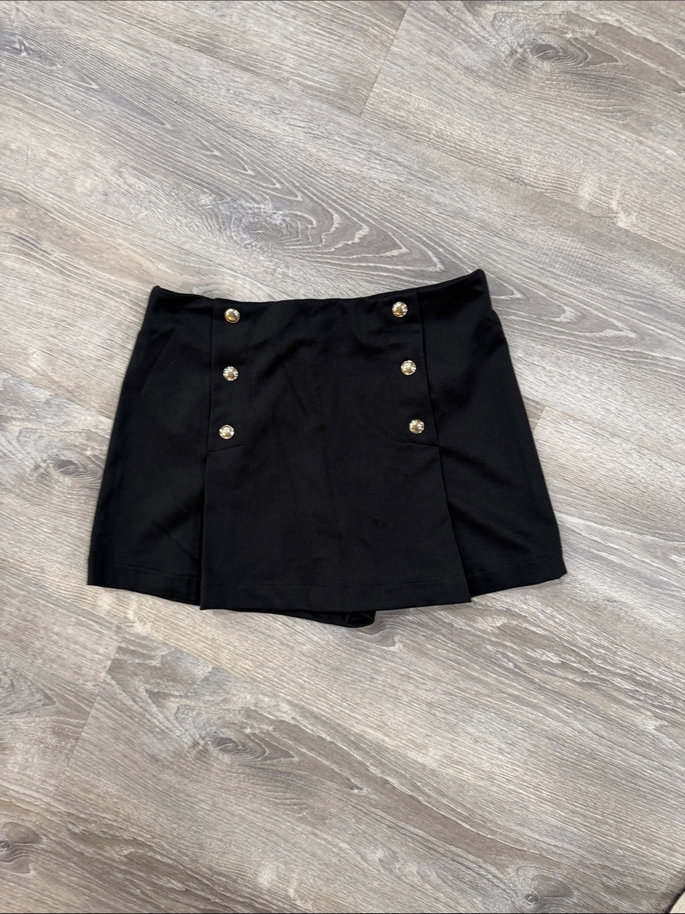 H&M Black Mini Skirt with Gold Buttons